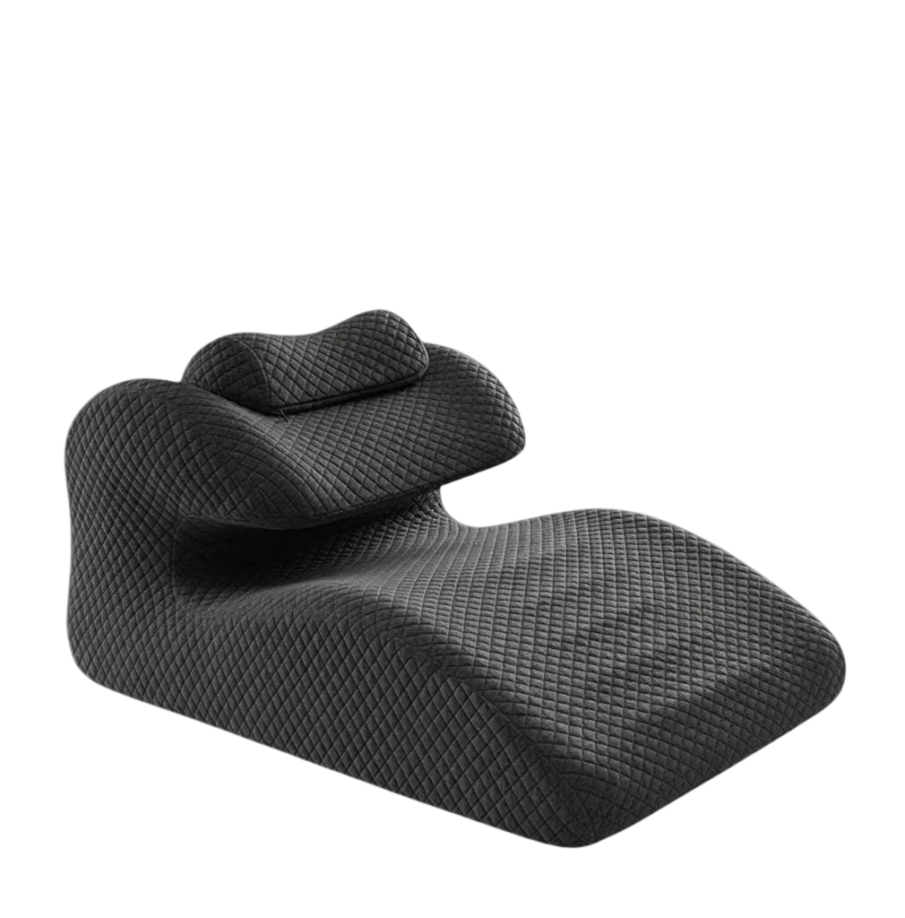 zero2cart grey memory foam curved prone support pillow with quilted texture for lumbar and back comfort