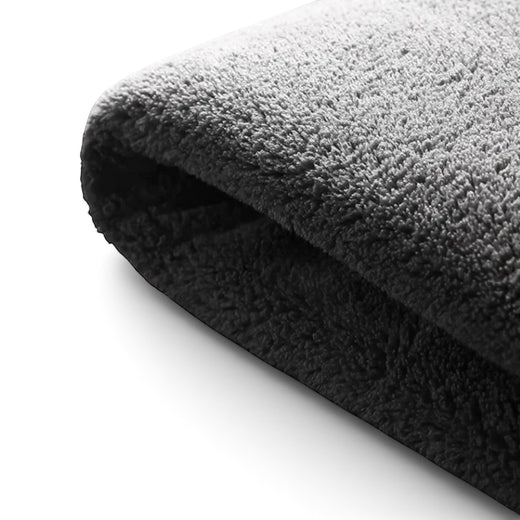 zero2cart grey microfiber car drying towel with soft plush texture for cleaning and wiping