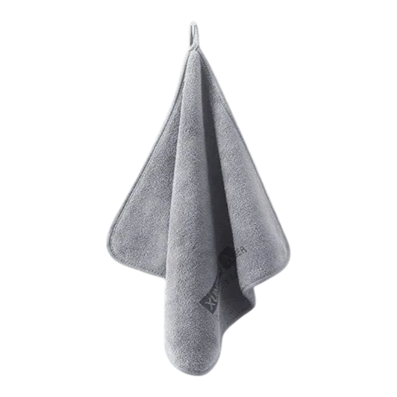 zero2cart grey microfiber car drying towel with a hanging loop for convenient storage and daily cleaning tasks