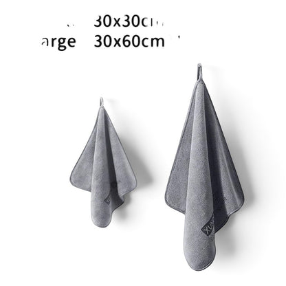 zero2cart grey microfiber drying towels in two sizes with hanging loops for kitchen, bathroom, or car cleaning