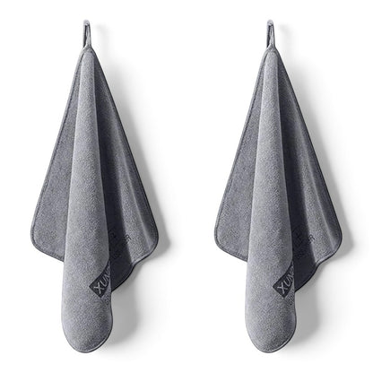 zero2cart grey microfiber drying towels hanging on hooks for car cleaning and home use