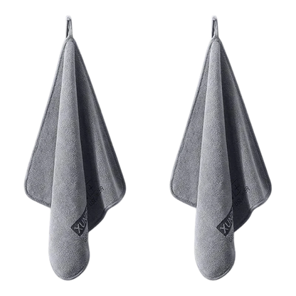zero2cart grey microfiber drying towels hanging on hooks for car cleaning and home use