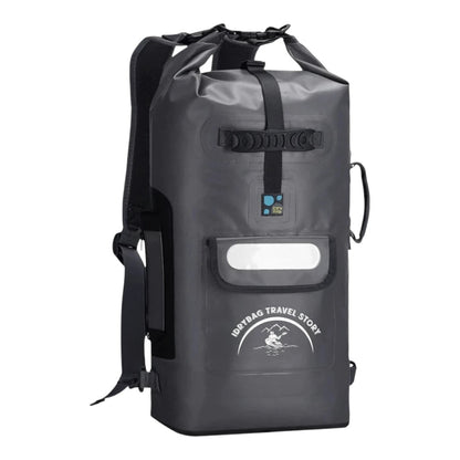 zero2cart 20L grey waterproof PVC dry bag backpack with roll-top closure for kayaking and beach travel