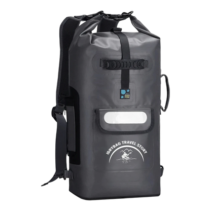 zero2cart 20L grey waterproof PVC dry bag backpack with roll-top closure for kayaking and beach travel