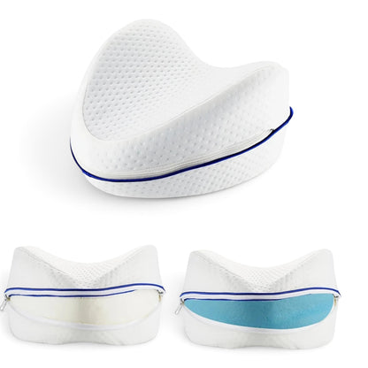 zero2cart heart-shaped white memory foam leg pillow for side sleepers with a zippered polyester cover