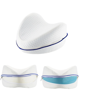 zero2cart heart-shaped white memory foam leg pillow for side sleepers with a zippered polyester cover
