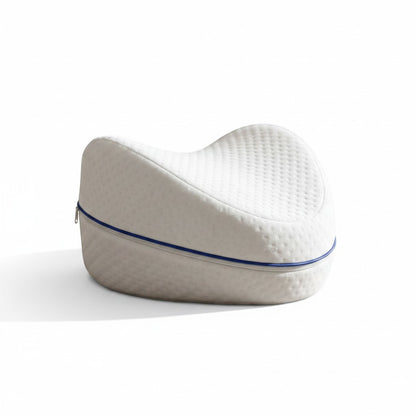 zero2cart heart-shaped memory foam leg pillow with a white textured polyester cover and blue zipper detail