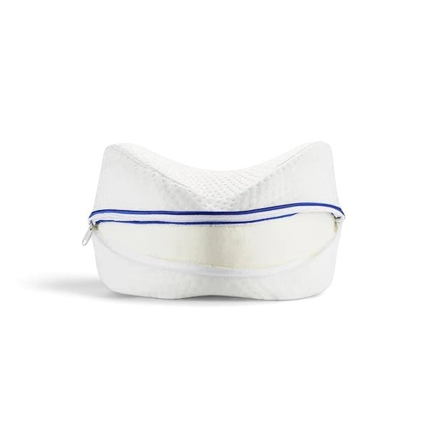zero2cart heart-shaped white memory foam leg pillow with a zippered polyester cover for side sleeper comfort