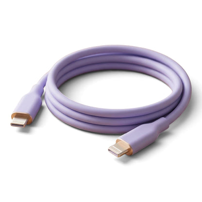 zero2cart soft lavender silicone USB-C fast charging and data cable with metallic connectors