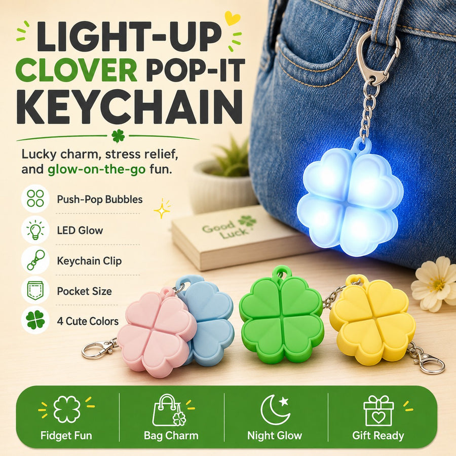 Light-Up Clover Pop It Fidget Keychain