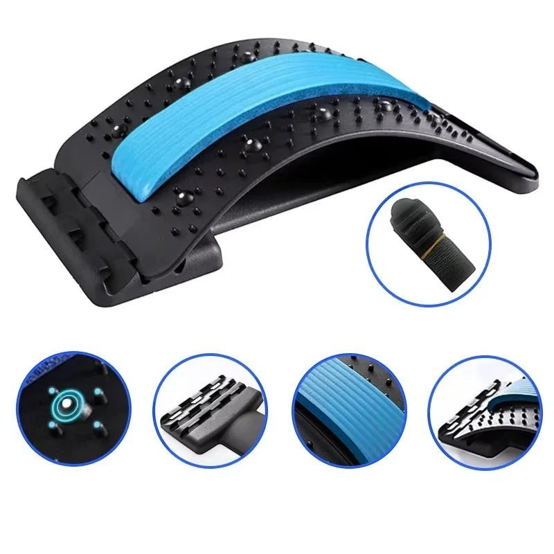 zero2cart lumbar back stretching support with blue foam cushion and acupressure nodes for manual relaxation