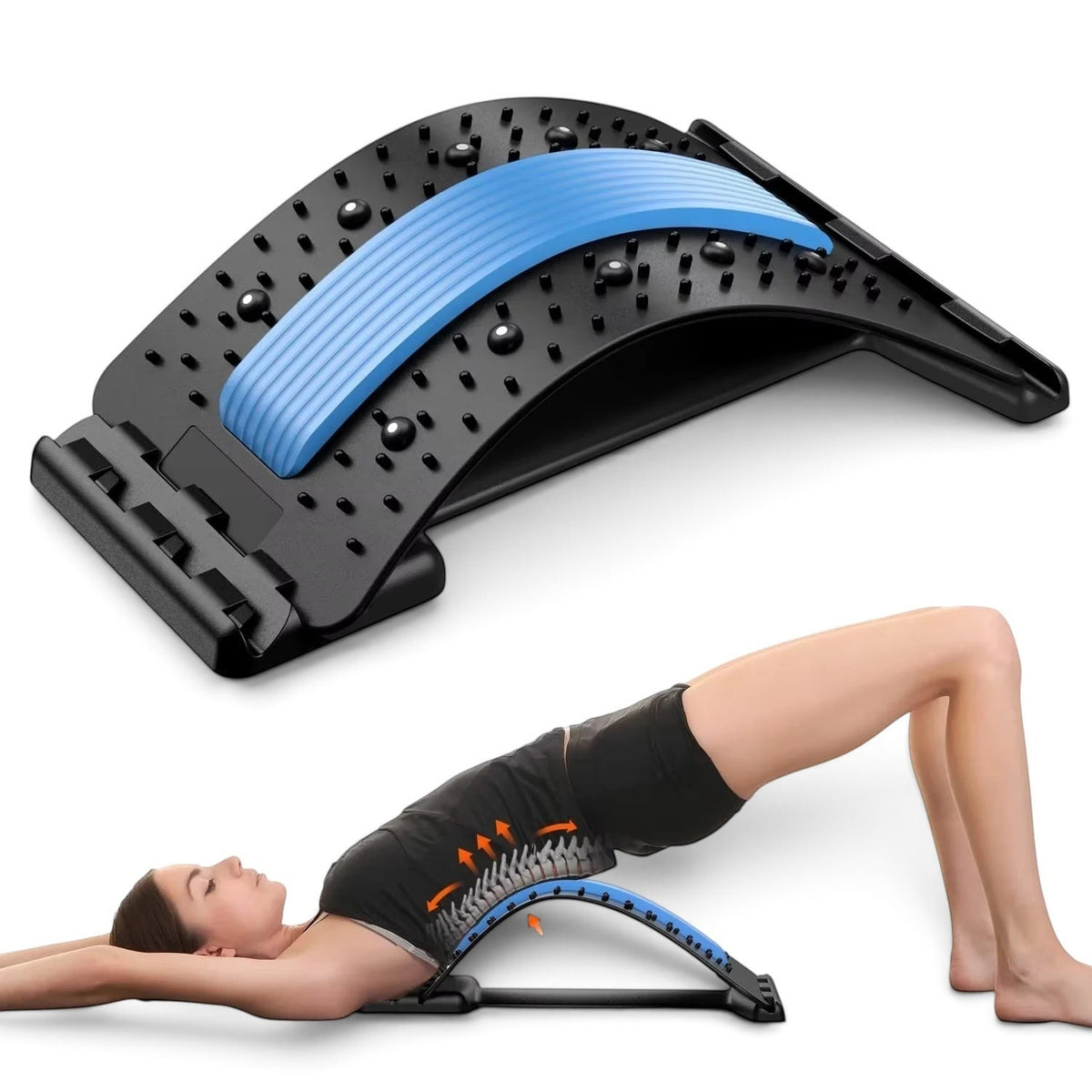 zero2cart lumbar back stretching support tool with blue and black acupressure nodes for manual relaxation and comfort