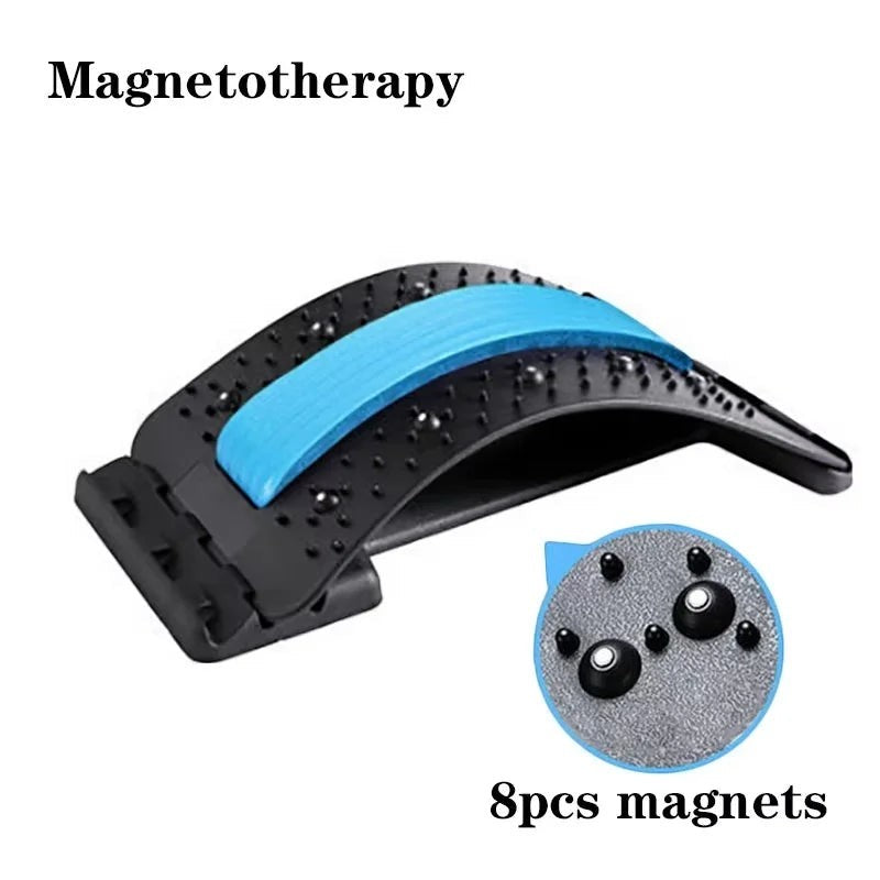 zero2cart black and blue lumbar back stretching support with 8 magnetic massage points for daily relaxation