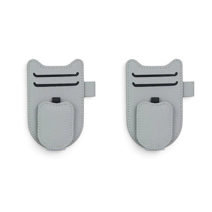 zero2cart gray leatherette magnetic car sun visor glasses holder clips with card slots for organized driving