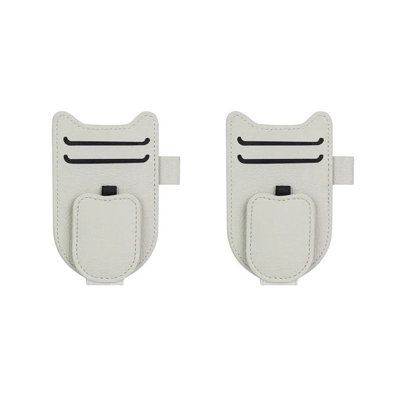 zero2cart white leatherette magnetic car sun visor glasses holder clips with card slots