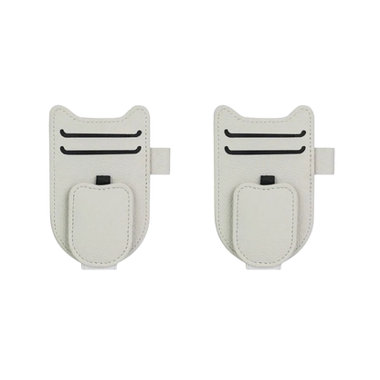 zero2cart white leatherette magnetic car sun visor glasses holder clips with card slots