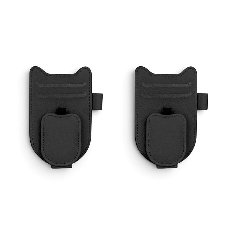zero2cart black leatherette magnetic car sun visor glasses holder clips for secure eyewear and card storage