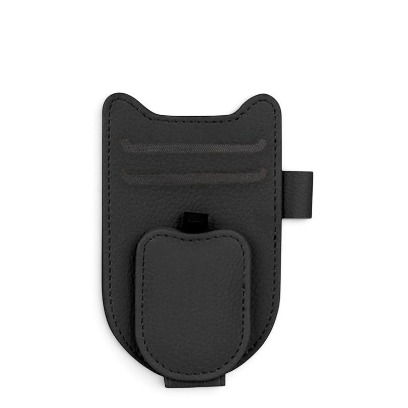 zero2cart black leatherette magnetic car sun visor sunglasses holder with card and pen storage slots