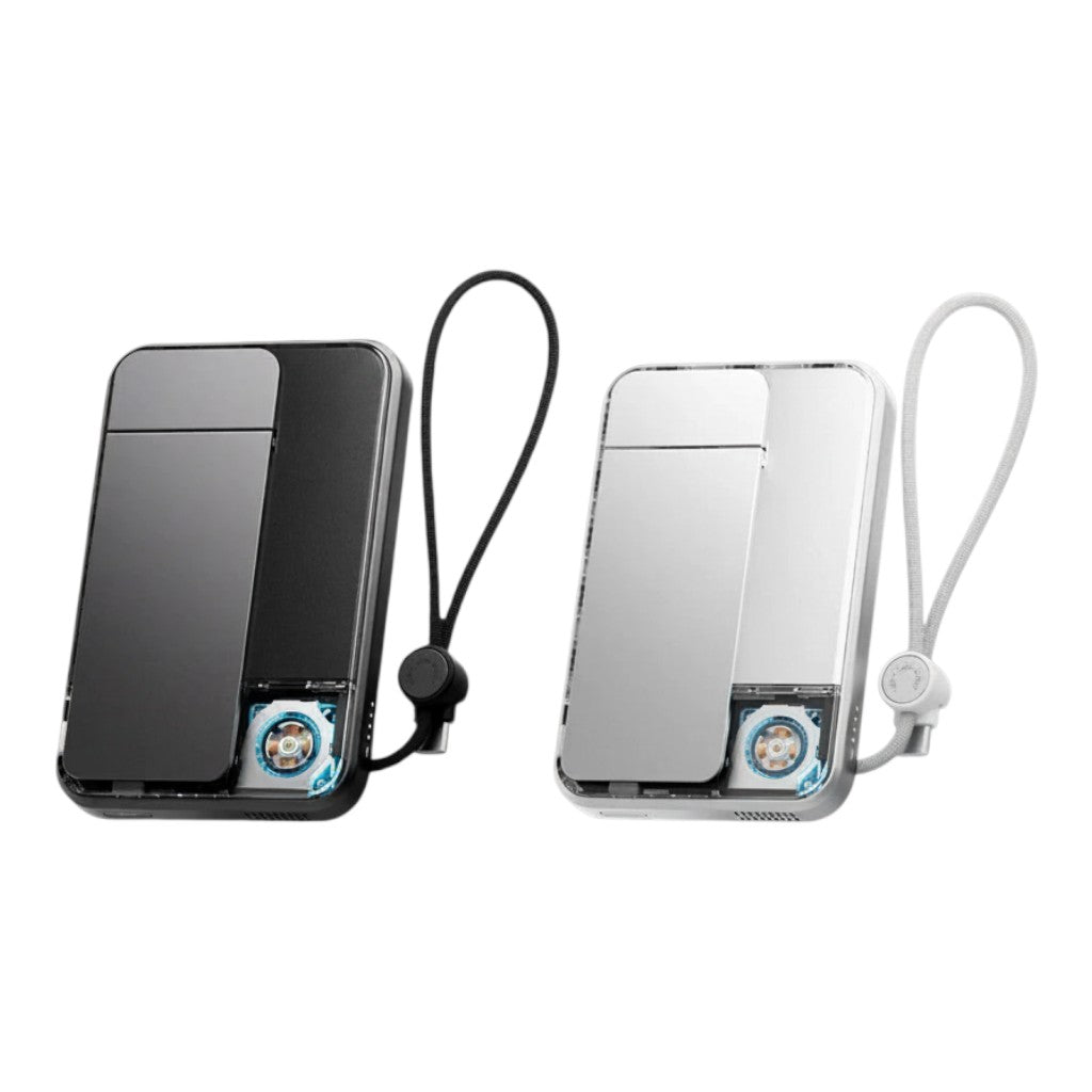 zero2cart 10000mAh magnetic wireless power banks in black and white with built-in cables and kickstands