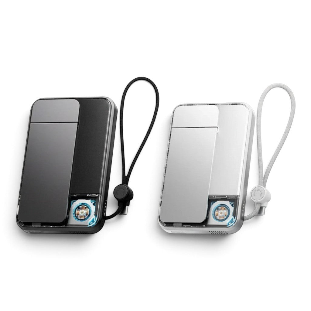 zero2cart 10000mAh magnetic wireless power banks in black and white with built-in cables and kickstands