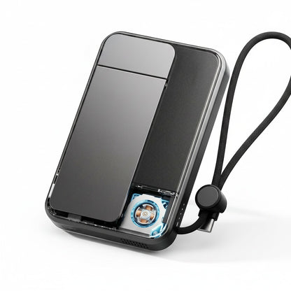 zero2cart 10000mAh magnetic wireless power bank with transparent casing, integrated cooling fan, and USB-C cable.