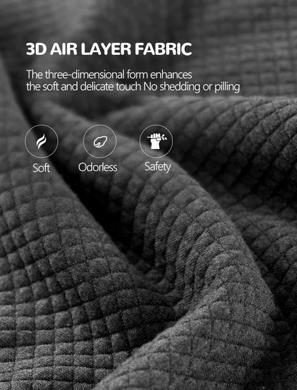 zero2cart dark grey 3D air layer fabric texture of a memory foam lumbar support cushion with a quilted pattern.