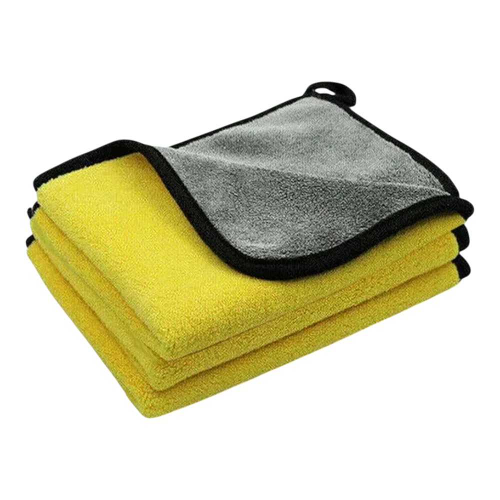 zero2cart yellow and grey microfiber cleaning towels for car washing and household surfaces