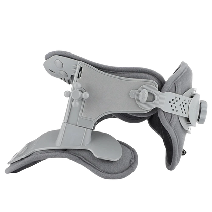 zero2cart 3-in-1 neck cervical traction support collar in grey with adjustable height and heat settings.