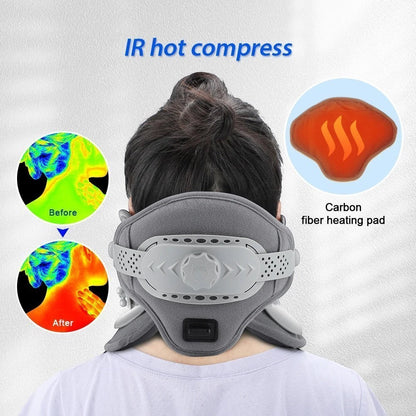 zero2cart grey and blue 3-in-1 neck support collar with adjustable traction and carbon fiber heating pad for posture.