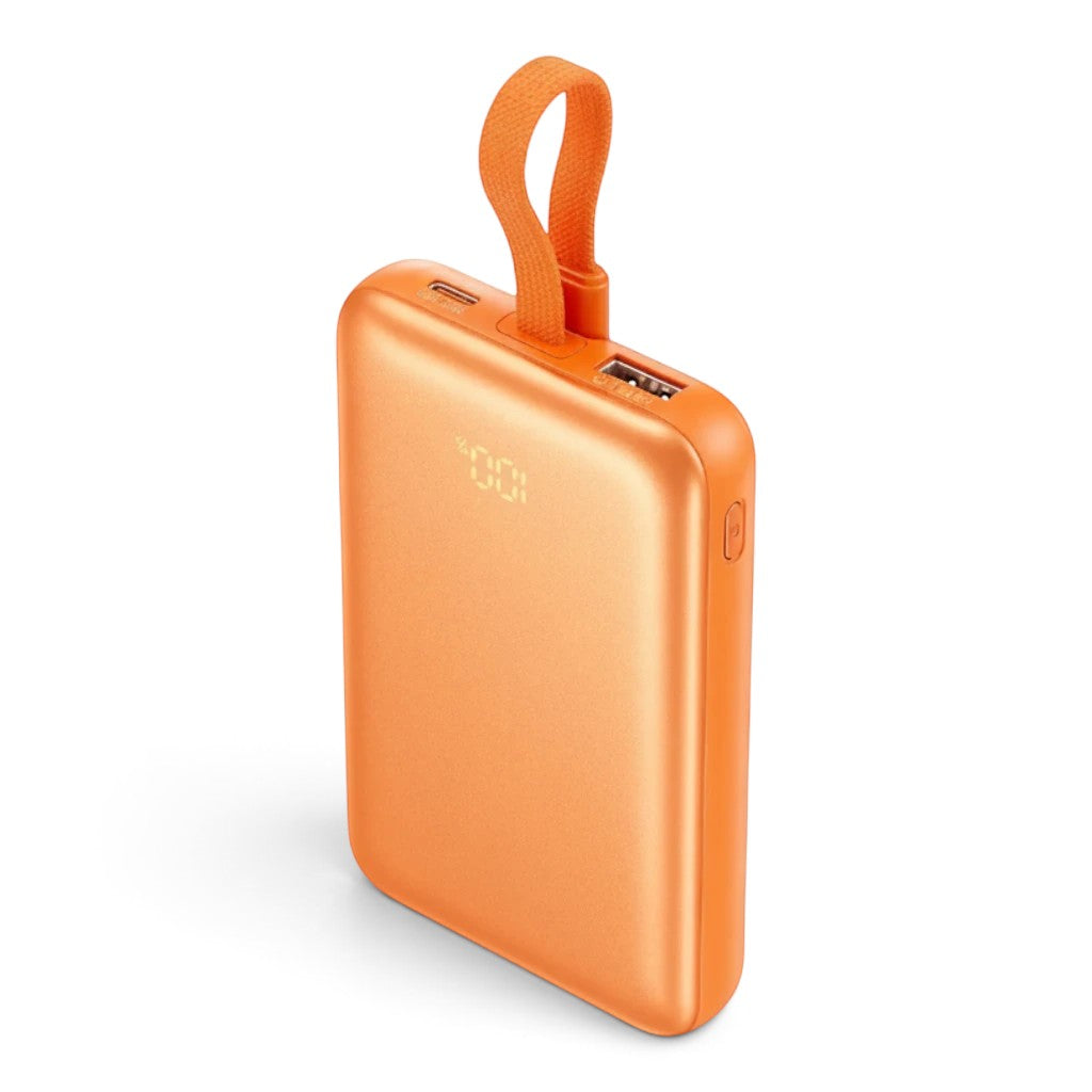 zero2cart orange 10000mAh magnetic wireless power bank with digital battery display and integrated carry strap