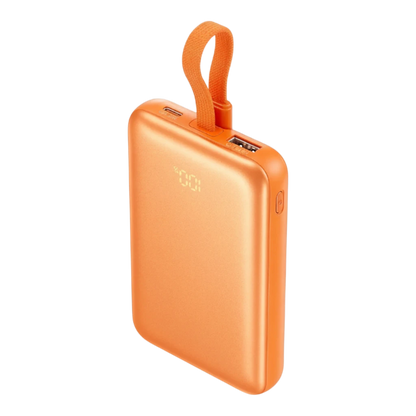zero2cart orange 10000mAh magnetic wireless power bank with digital battery display and integrated carry strap