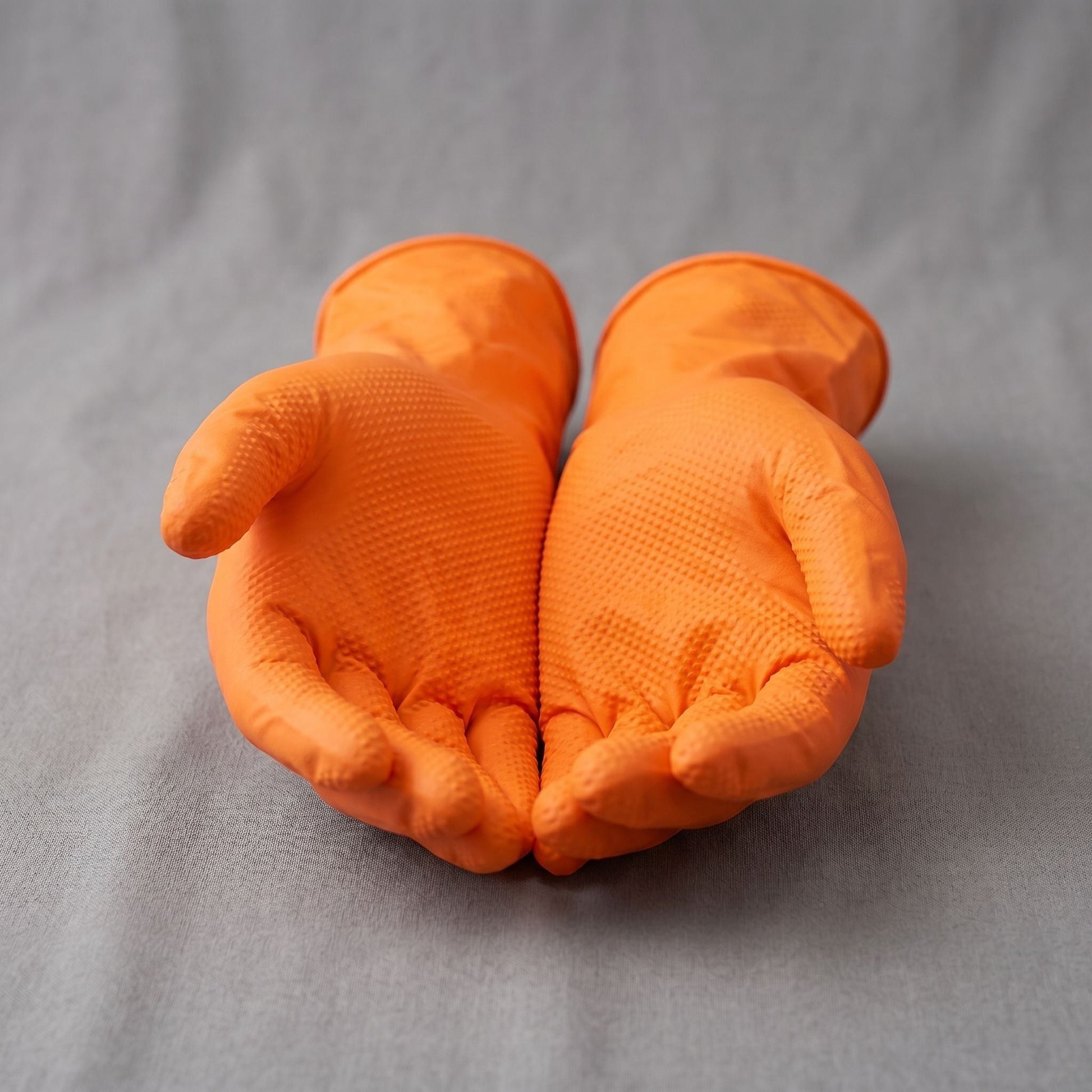 zero2cart bright orange heavy-duty nitrile work gloves with a raised diamond texture for superior grip