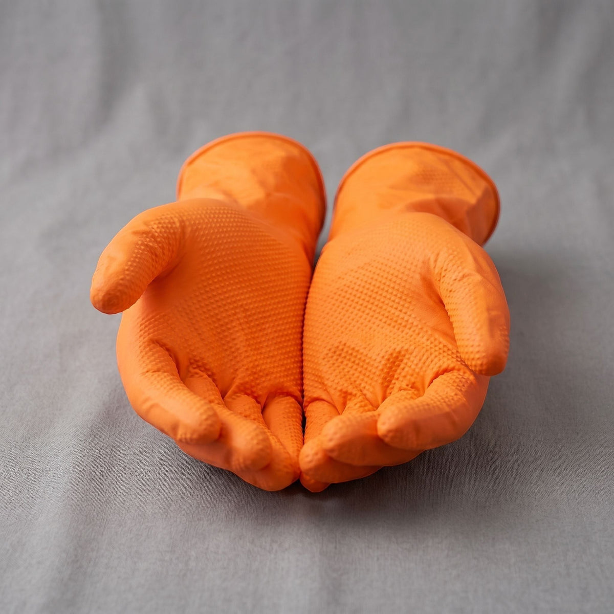 zero2cart bright orange heavy-duty nitrile work gloves with a raised diamond texture for superior grip