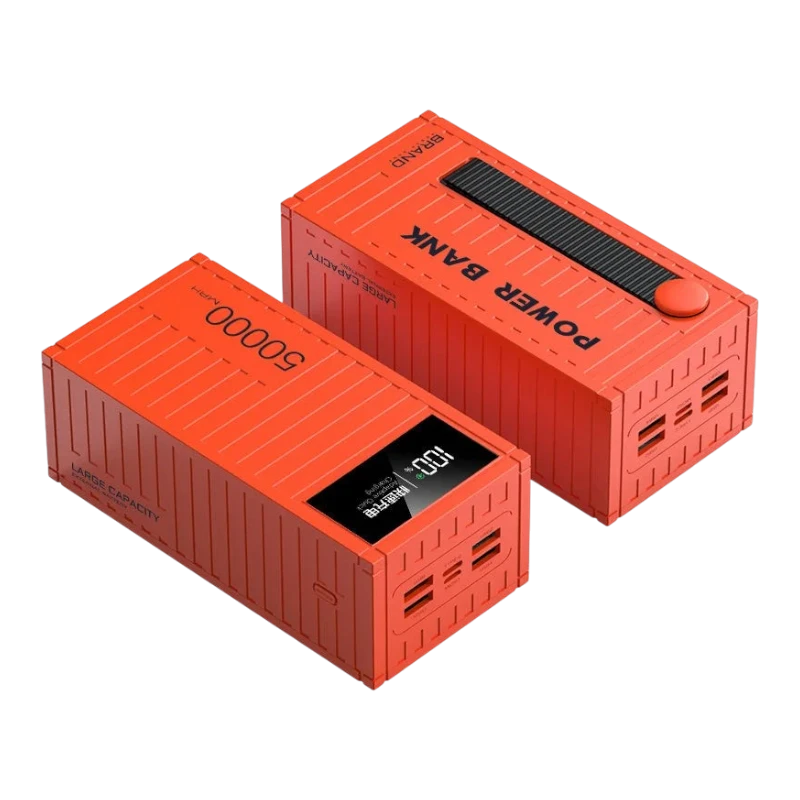 zero2cart 50000mAh portable power bank in orange with digital display and multiple USB output ports