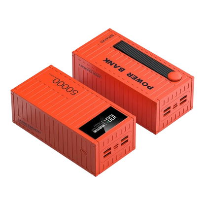zero2cart 50000mAh portable power bank in orange with digital display and multiple USB output ports