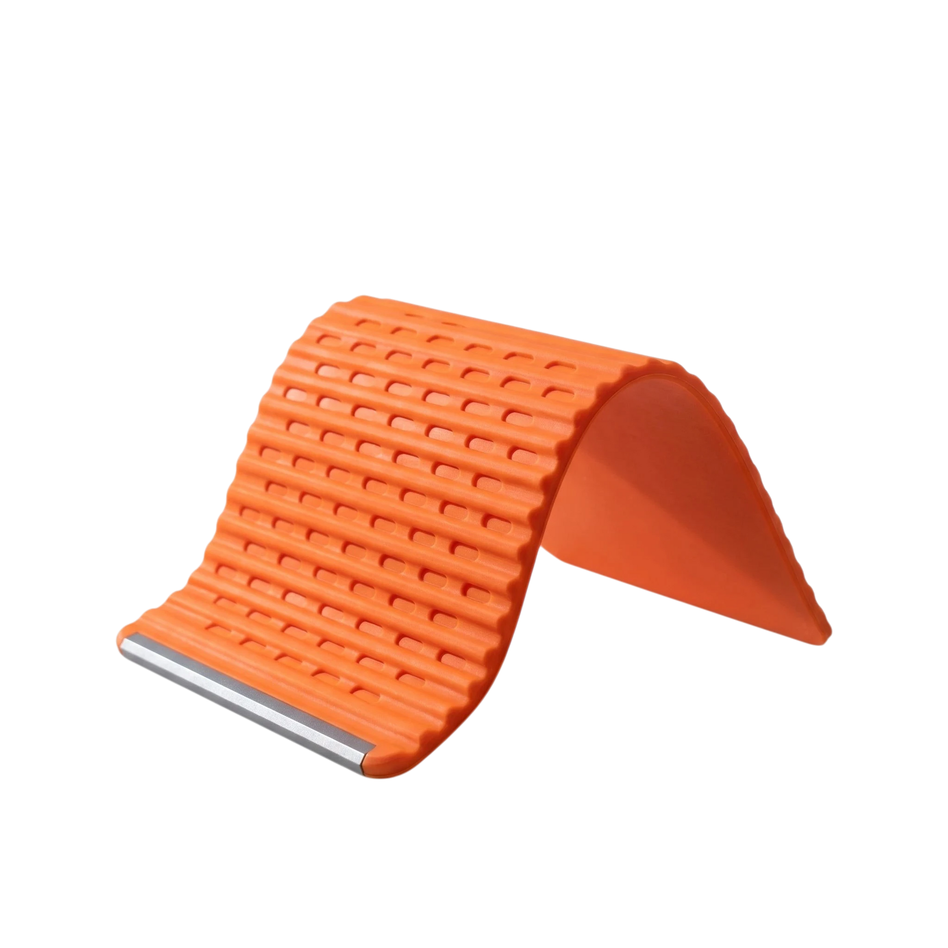 zero2cart orange foldable silicone phone stand with a textured surface for stable desk viewing