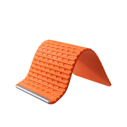 zero2cart orange foldable silicone phone stand with a textured surface for stable desk viewing