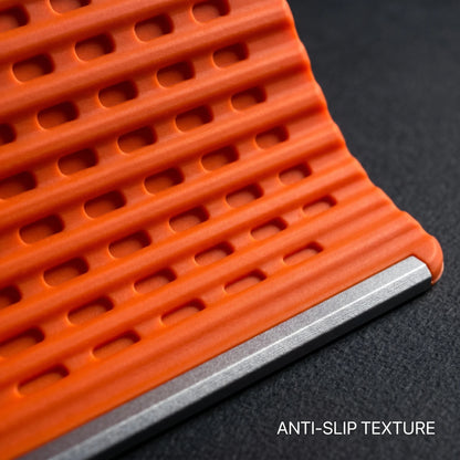 zero2cart orange foldable silicone phone stand with anti-slip textured surface for secure device viewing