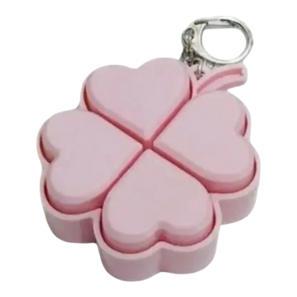 zero2cart light-up pink four-leaf clover pop it fidget keychain with silicone bubbles and metal clasp