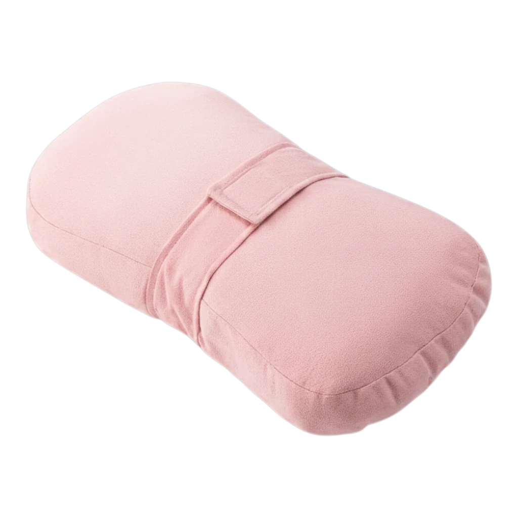 zero2cart light pink side sleeper knee pillow with a soft polyester cover and adjustable strap for body support