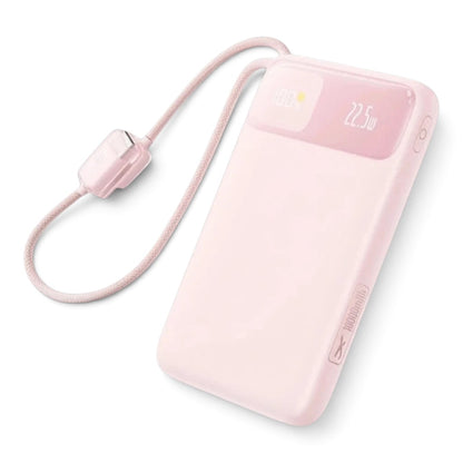 zero2cart pink 10000mAh portable power bank with built-in USB-C cable and digital LED battery display