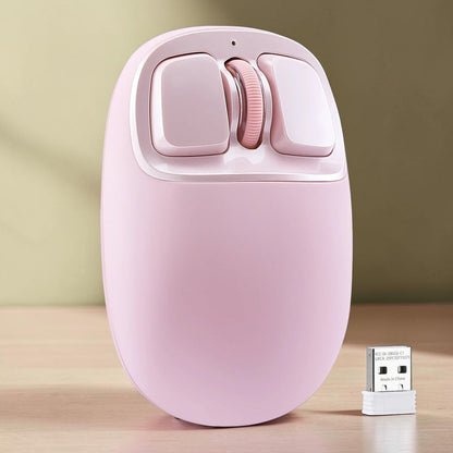 zero2cart YUNZII C1 pink silicone wireless mouse with a compact design, scroll wheel, and included USB receiver.
