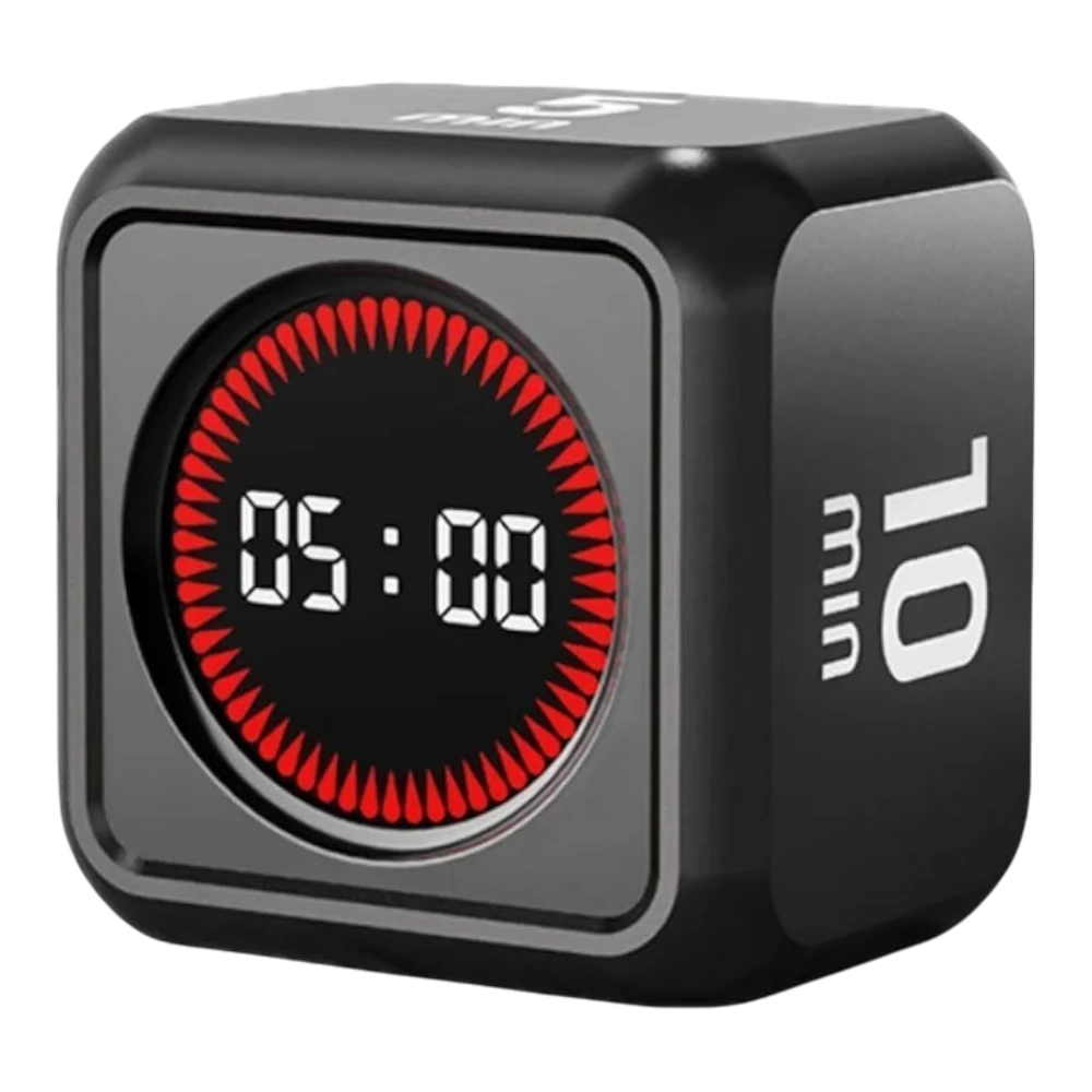 zero2cart black mini digital flip timer with LCD display and gravity sensor for productivity and Pomodoro sessions.