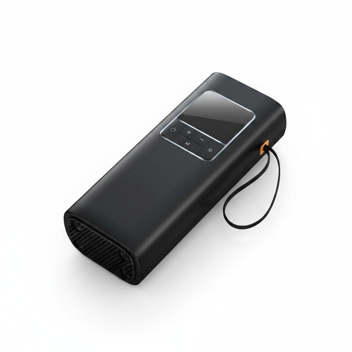 zero2cart portable cordless digital tire inflator pump with LCD display and carrying lanyard in matte black