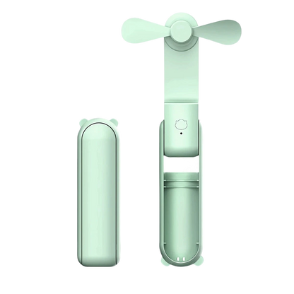 zero2cart mint green portable foldable handheld fan with a compact plastic design for personal cooling