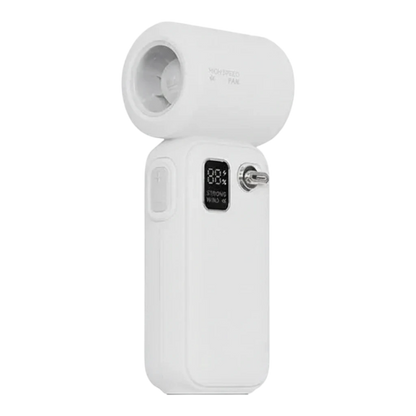 zero2cart white portable handheld turbo fan with digital display and high-speed wind settings