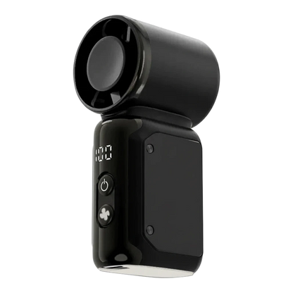 zero2cart portable mini bladeless fan in black with a digital display and simple power controls for desk cooling