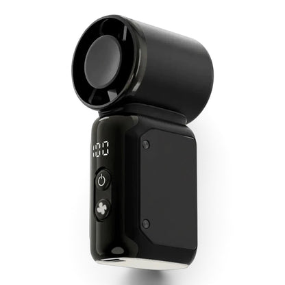 zero2cart portable mini bladeless fan in black with a digital display and simple power controls for desk cooling