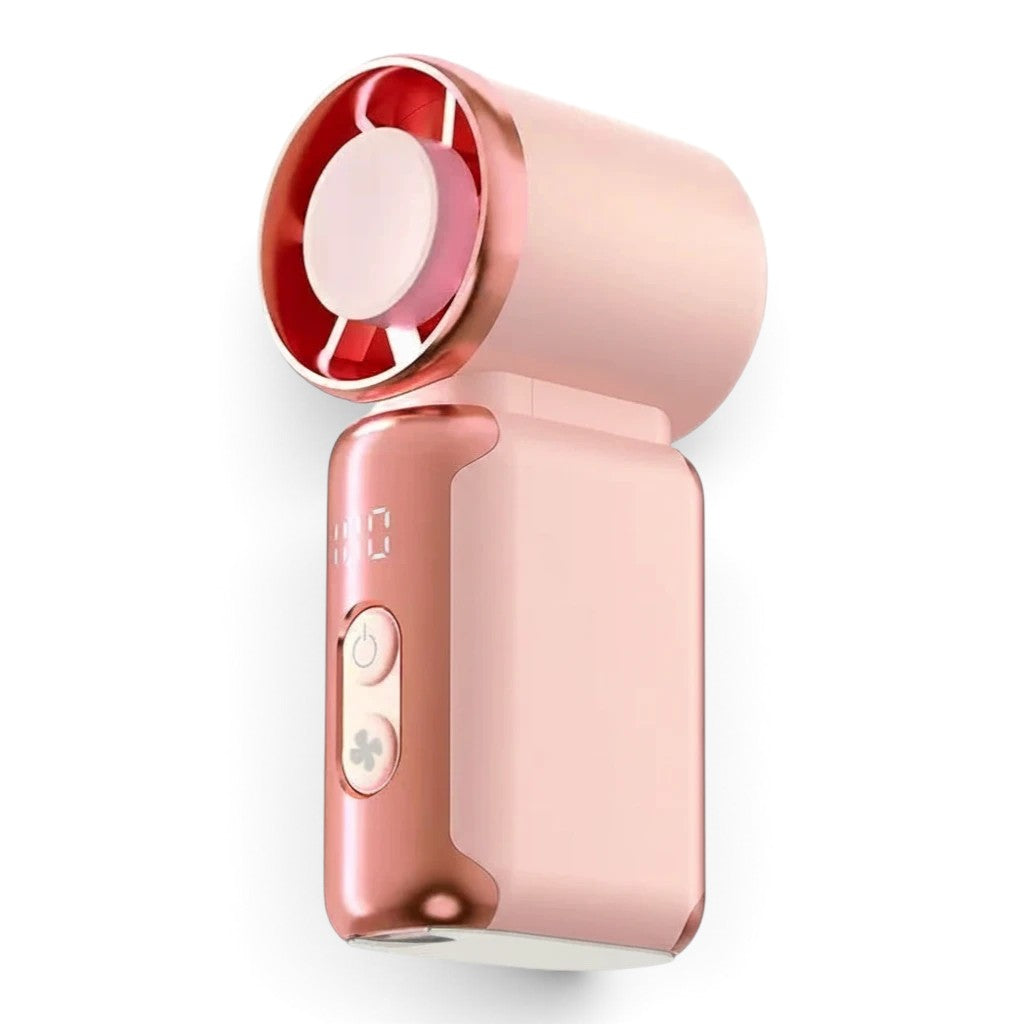 zero2cart portable pink bladeless mini fan with digital display and simple button controls for desk cooling