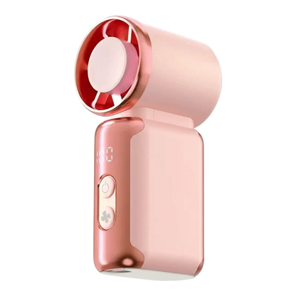 zero2cart portable pink bladeless mini fan with digital display and simple button controls for desk cooling